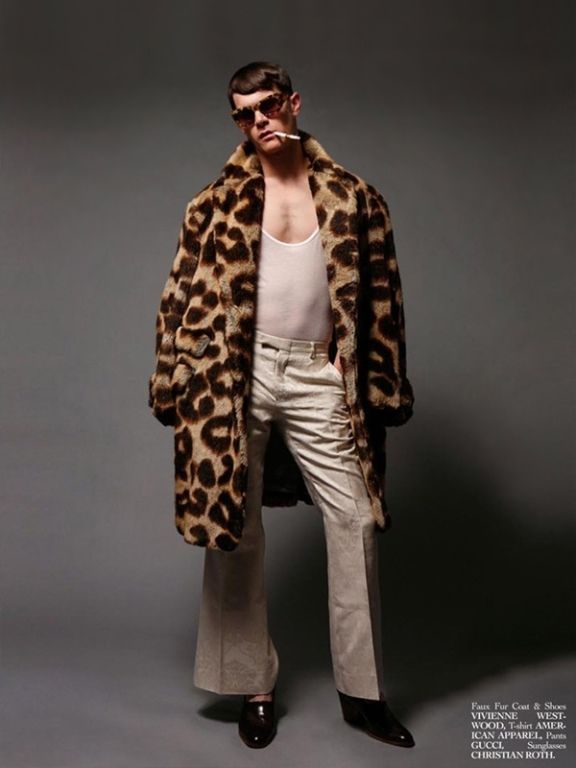 1990s Vivienne Westwood Men's Leopard Print Faux Fur Coat .