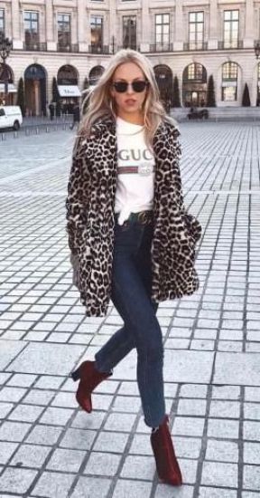 Leopard Printed Fur Coat  Outfits