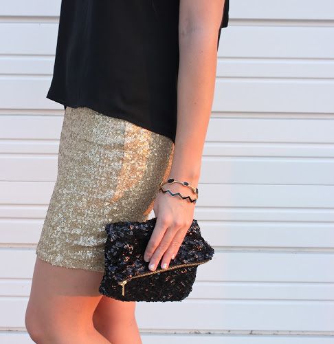 Lined Sequin Clutch With
      Zipper