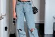 Ripped Loose Jeans | Crop top with jeans, Loose jeans outfit .
