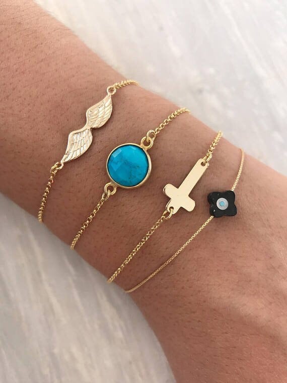 Gold Bracelets Evil Eye Bracelet Protection Bracelet Cross - Etsy .