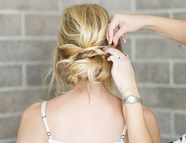 Low Bun With Crisscross
     