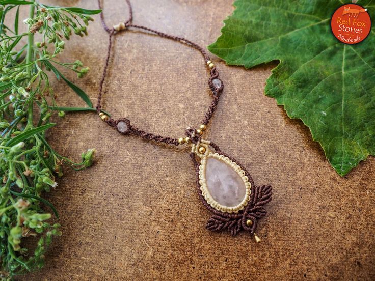 Rose Quartz Macrame Pendant Macrame Necklace Macrame | Etsy .