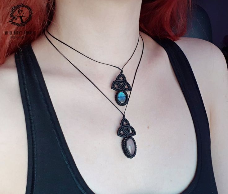 Macrame Celtic Knot Necklace With Labradorite / Celtic - Etsy .