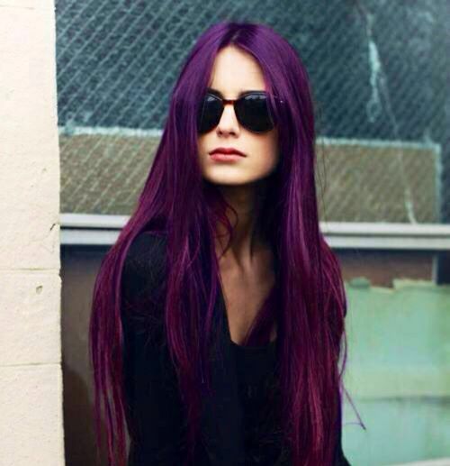 Purple | Long hair styles, Dark purple hair, Hair styl