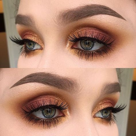 Copper, brown, gold eyeshadow | Eye makeup, Beauty makeup, Makeup .