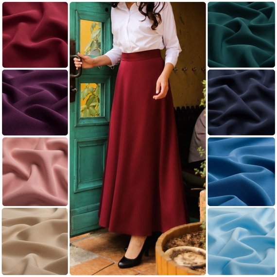 Burgundy Half Circle Woman Skirt Marsala Stretch Fabric Classic .