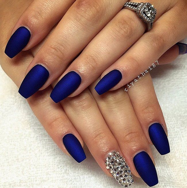 27 Matte Nail Ideas to Level Up Your Manicure | Blue acrylic nails .