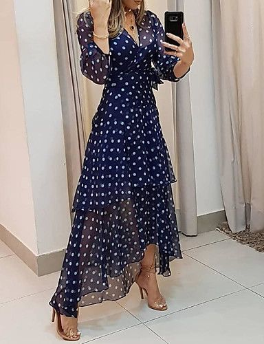 Women's Casual Dress Swing Dress Long Dress Maxi Dress Green Navy .