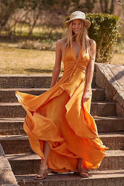 Orange maxi dress | sundress | summer dress | beach style | boho .