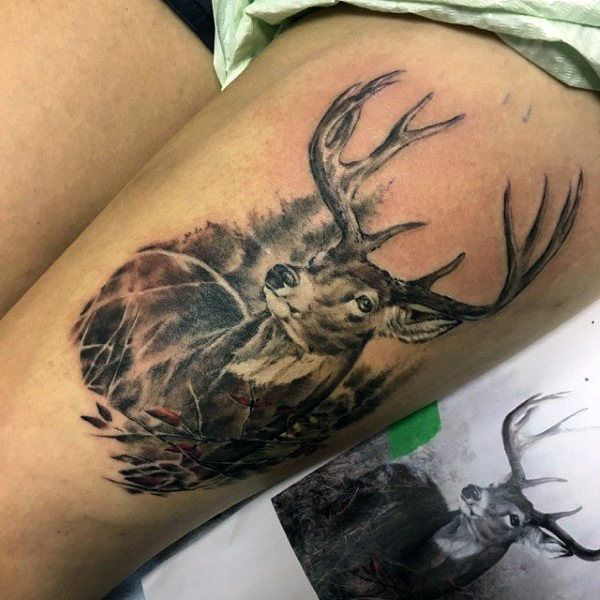 Top 87 Deer Tattoo Ideas [2021 Inspiration Guide] | Deer head .