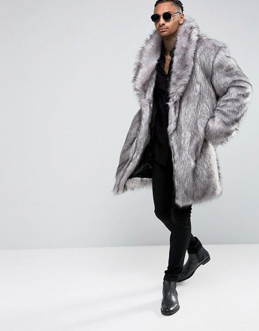 ASOS | ASOS Faux Fur Overcoat | Faux fur coat men, Faux fur coats .