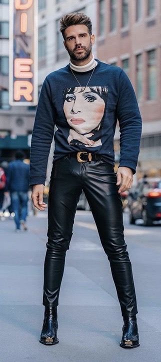 Men Outfits With Leather Pants 