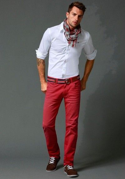 Red Pants | Red chinos, Mens fashion casual, Red pan
