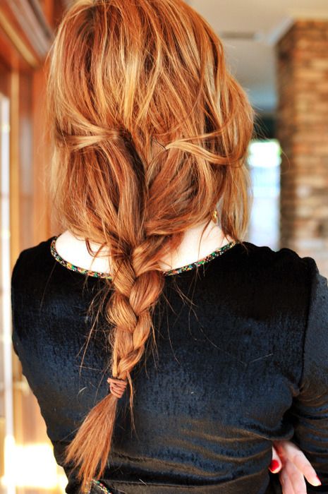 gorgeous color, a pretty, messy braid! | Braided hairstyles, Long .