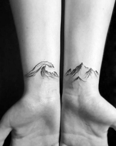 40 Mountain Wave Tattoo Ideas For Men - Nature Designs | Waves .