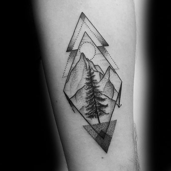 50 Geometric Mountain Tattoo Designs For Men - Geometry Ink Ideas .
