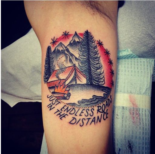 Mountains tat by 'Losing shape' | Hiking tattoo, Tattoos, Camping .