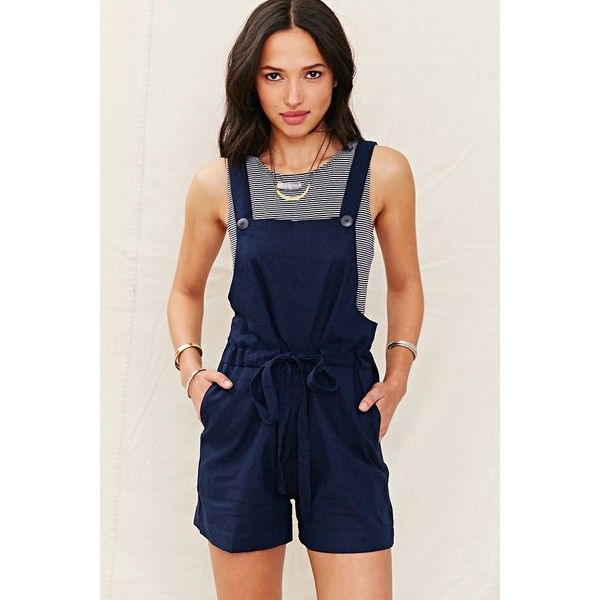 Urban Renewal Mixed Business Linen Shortall Romper | Rompers, Blue .