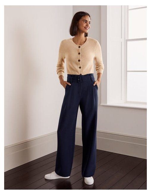 Powis Wide Leg Pants - Black | Boden US #navy #wide #leg #trousers .