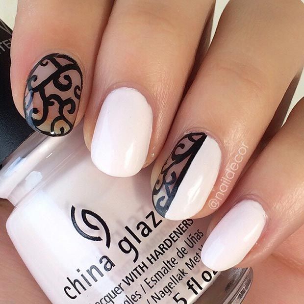 50 Best Black and White Nail Designs | StayGlam | White nail .