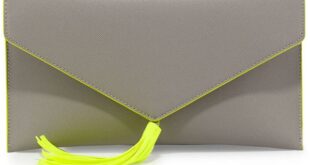 Neiman Marcus Neon Contrast Envelope Clutch Bag | Envelope clutch .