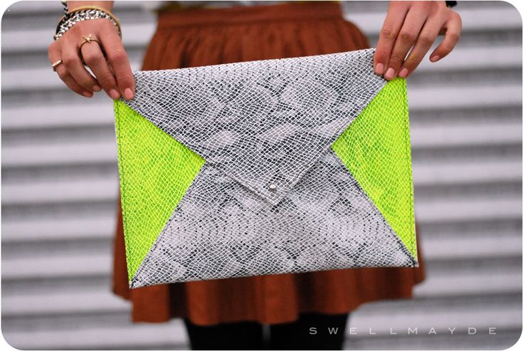 swellmayde: DIY | Neon Envelope Clutch/iPad Case | Diy handbag .