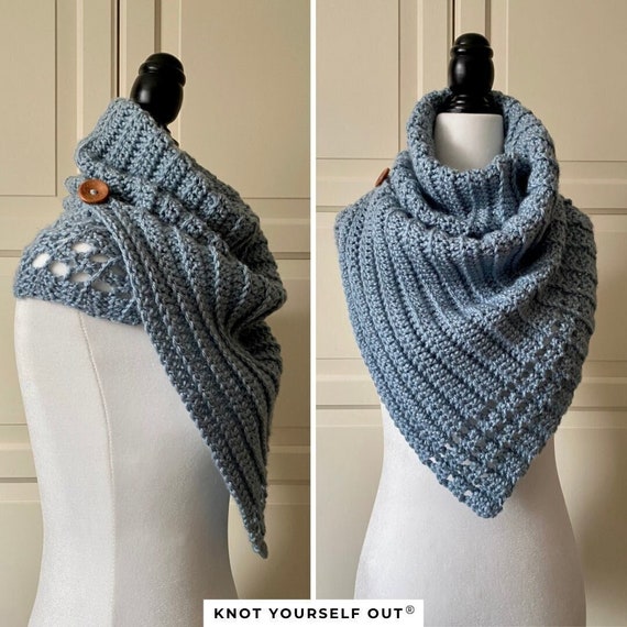 Beginner Button Wrap Scarf Crochet Cowl Pattern Easy Scarf - Et