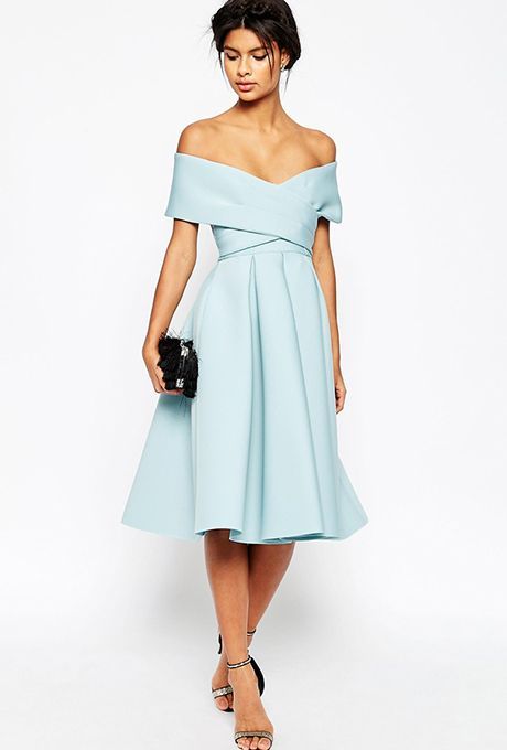 ASOS Scuba Off the Shoulder Midi Dress | Brides.com | Engagement .