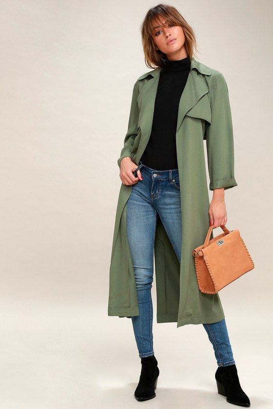 Trench Coat Outfit For Spring - FashionActivation | Green trench .