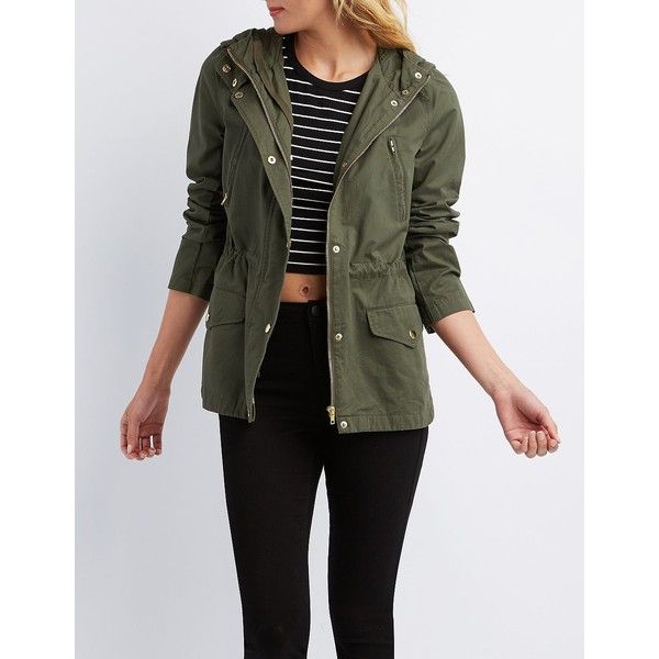 Charlotte Russe Hooded Utility Anorak | Army jacket outfits, Olive .