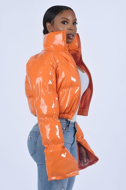 Please Log In | Puffer jacket women, Bubble jacket outfit, Orange .