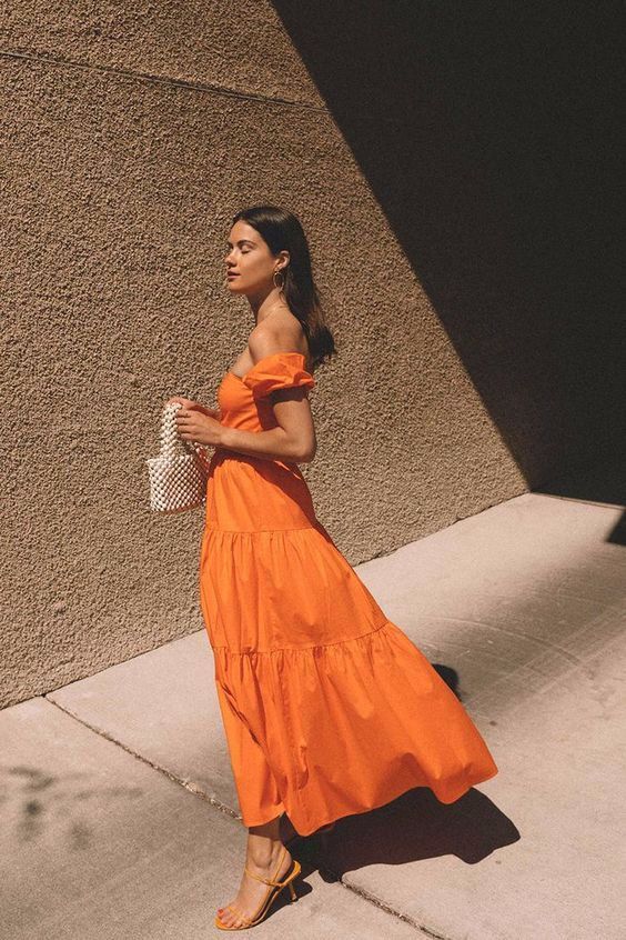 EM Streetstyle | Trendy dresses summer, Orange dress summer, Fashi