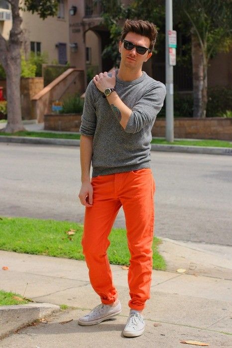 Men's Orange Pants Outfits-35 Best Ways to Wear Orange Pants .