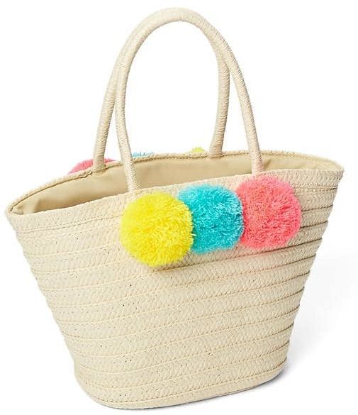 Pom-pom straw tote | Cloth tote bag, Minimalist tote bag, White .