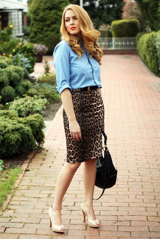 Outfits With Animal Printed  Pencil
  Skirts