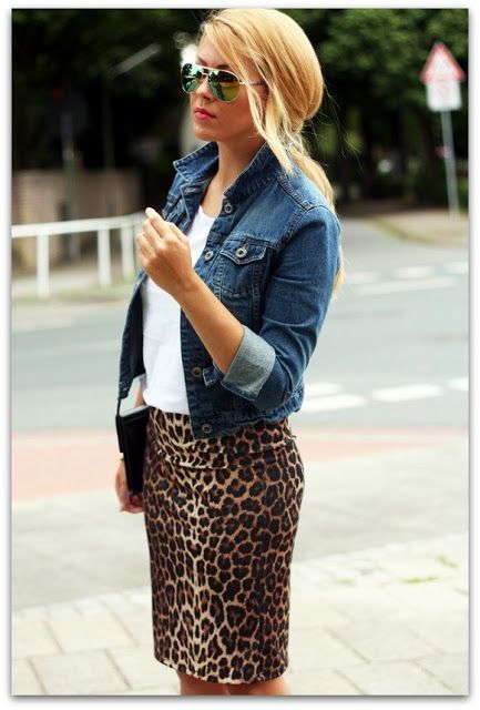 Art Symphony: Jean jacket II | Fashion, Style, Leopard pencil ski