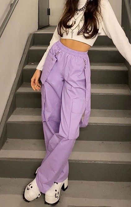 Cargo Pants | Purple fashion outfit, Cargo pants women outfit .