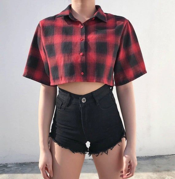 NWT Plaid Button Down Crop Top | Fashion, Casual tops for women .