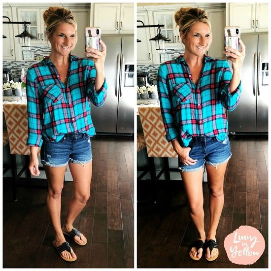 How to Tuck a Top into Shorts // How to Style a Plaid Top // How .
