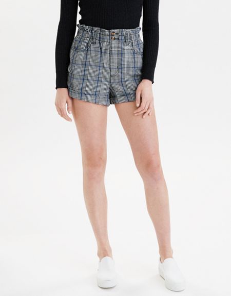 AE Plaid Mom Shorts | Mom shorts, Women jeans, High waisted shor