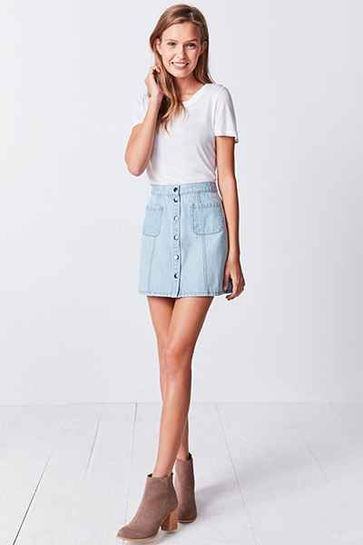 BDG Denim Button-Front Skirt | Mini skirt fashion, Denim skirt .