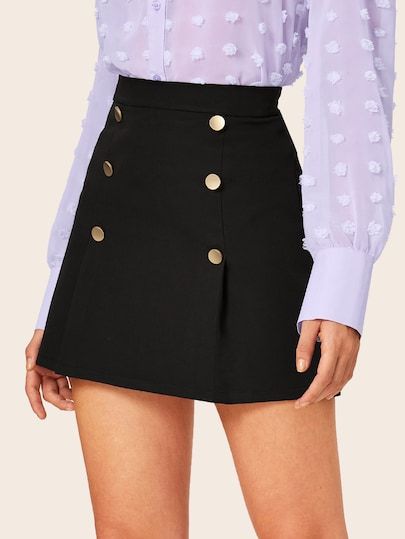 Double-Breasted A-Line Skirt | A line mini skirt, Short skirts .