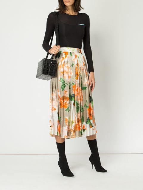 Off-White Floral Print Pleated Skirt - Farfetch | Womens skirt .