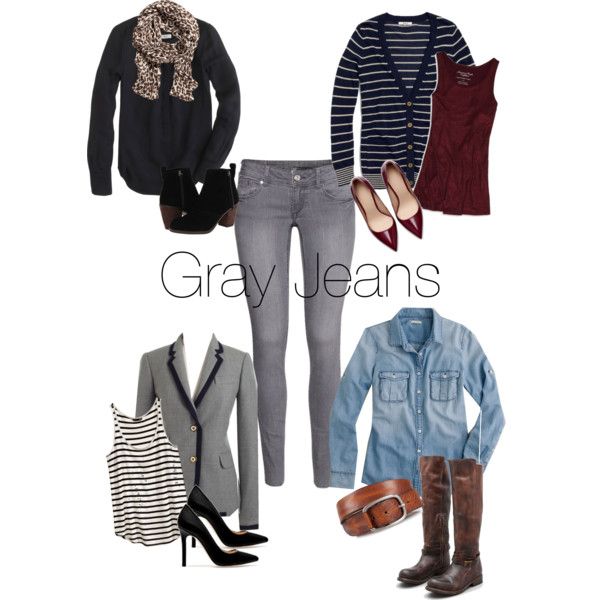 Gray Jeans - Fall Outfit Ideas" by wrymommy on Polyvore | Jeans .
