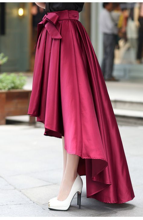 High Quality Pretty Burgundy High Low Skirts, Women Skirts .