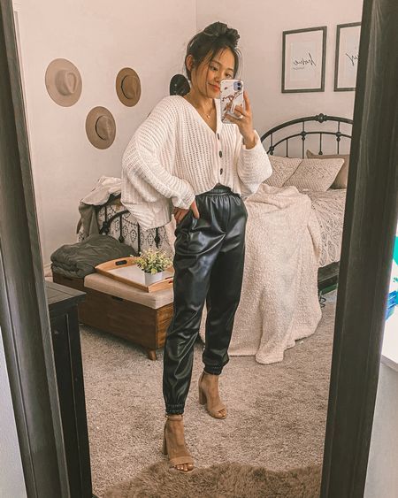 UO Ashlyn Batwing Cropped Cardigan curated on LTK | Leather pants .