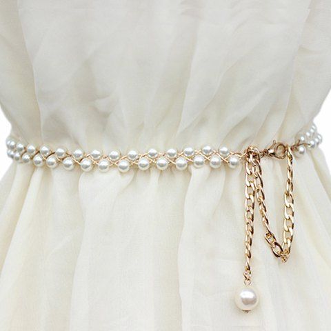 Chic Pendant Embellished Faux Pearl Waist Chain For Women | Belts .