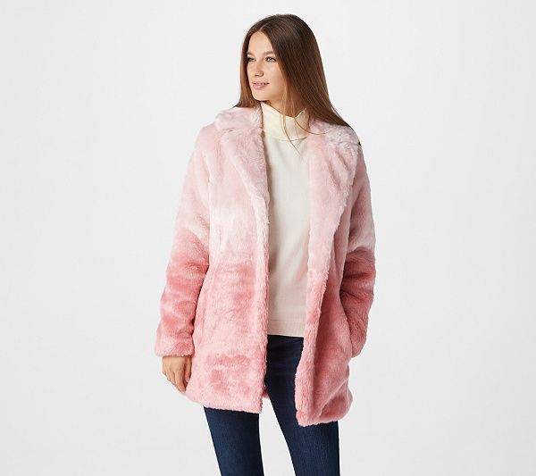 Isaac Mizrahi Live! Ombre Faux Fur Coat - QVC.com | Ombre faux fur .