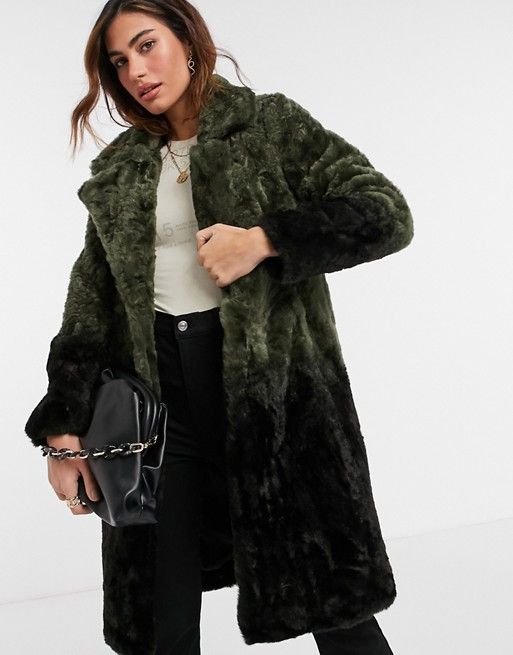 Urbancode coat in ombre faux fur | ASOS | Ombre faux fur, Green .